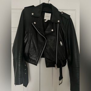 Avec Les Filles - genuine leather jacket with buckle